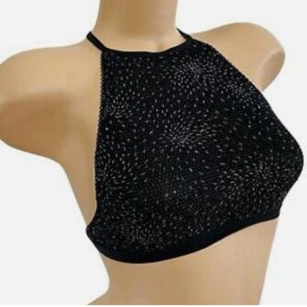 Victorias Secret women's Love Tease Bralette Black Sparkle Halter Top Size S